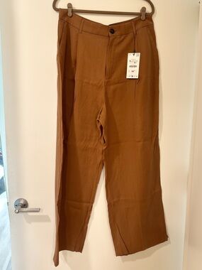 🕰️NWT Zara Cropped Wide-Leg Camel Pants